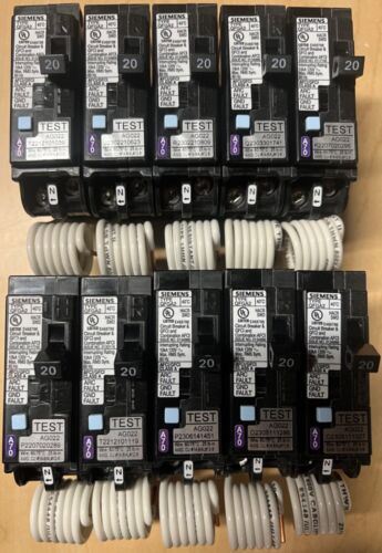 LOT OF 10 SIEMENS Q120DF 20A DUAL FUNCTION AFCI/GFCI (WITH PIGTAIL WIRE) NEW