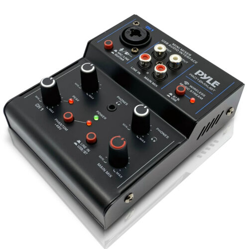 Pyle PAD12MXUB 2 Channel DJ Mixer With USB Audio Interface XLR 48V Phantom Power