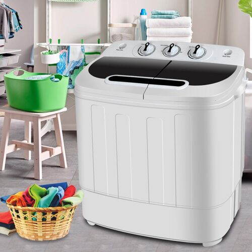 Compact Mini Twin Tub Washing Machine Portable 13lbs Laundry Washer and Dryer