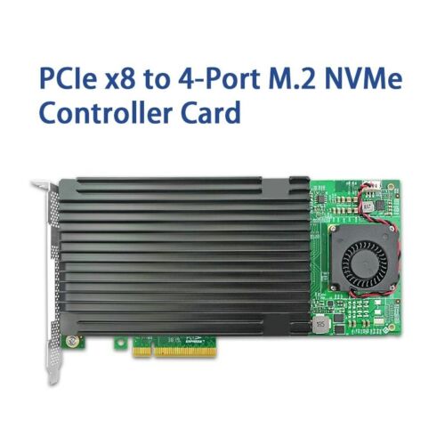 PCIe 3.0 x8  to 4 xM.2 SSD NVMe  Switch    Adapter     Switch Card with heatsink