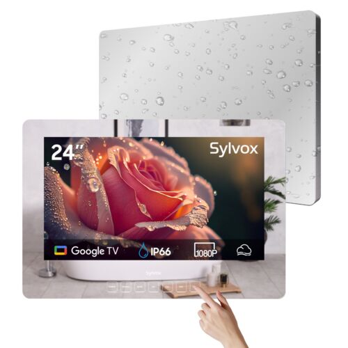 SYLVOX 24” Bathroom Mirror TV IP66 Waterproof 1080p smart TV built-in App store