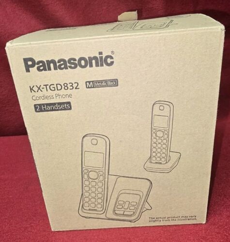 Panasonic KX-TGD832 Metallic Black 2 Handsets Cordless Phone New In Box