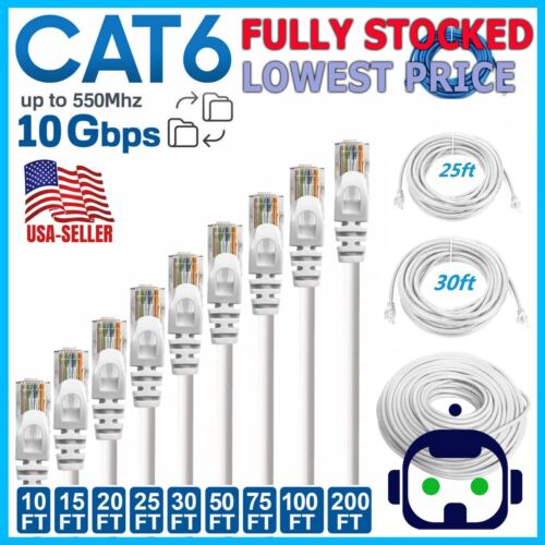 CAT 6 Ethernet Cable Lan Network CAT6 Internet Modem White  RJ45 Patch Cord Lot