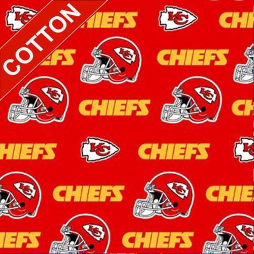 Kansas City Chiefs NFL Cotton Fabric – 58″ Wide – Sold by The Yard & Bolt