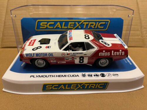 Scalextric Slot Car C4247 Plymouth Hemi Cuda Levis #8 Spa 1973 New in box