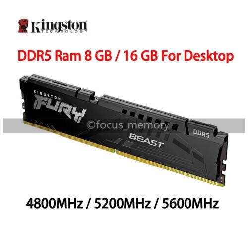 Fury Beast Ram DDR5 8GB/16GB/32GB 4800 5200 5600 MHz DIMM Desktop Memory 288Pin