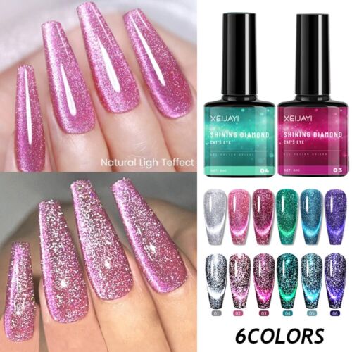 Crystal UV Gel Rainbow Cat Eye Nail Polish Magnetic Universal Varnish Polish