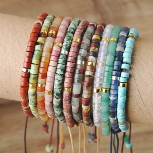 Fashion Crystal Natural Stone Braided Beads Bracelet Adjustable Bangle Women New