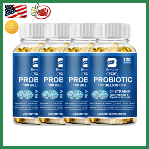 120pcs Probiotics Digestive Enzymes 100 Billion CFU Potency,Immune Health