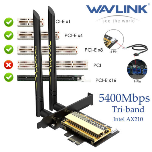 WAVLINK 5400Mbps WiFi 6 PCI-E WiFi Card 802.11ac PCIe Bluetooth 5.3 WiFi Adapter