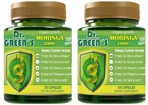 Moringa Oleifera 240 Capsules 100% Pure Leaf Powder Max 1000mg Per Serving 2000