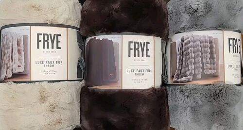 NEW!! FRYE LUXE FAUX FUR THROW 60″ X 70″ in Beige, Brown or Gray PICK YOUR COLOR