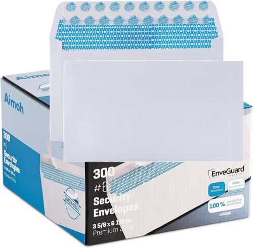 #6 3/4 Windowless Security Envelopes – Self-Seal – White (34300)