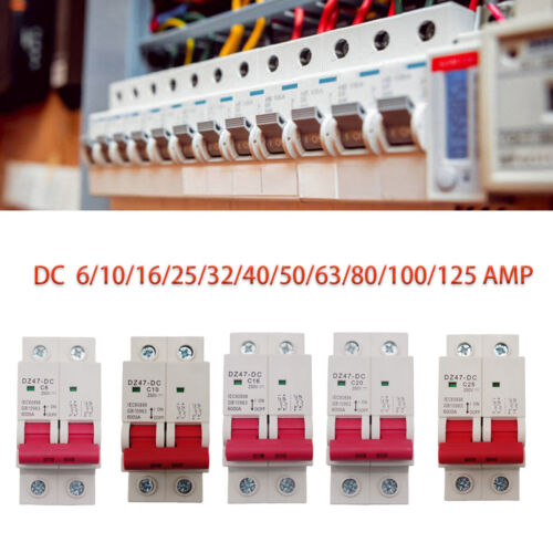 Solar DC Mini Circuit Breaker 2P MCB 6/10/16/25/32/40/50/63/80/100/125Amp 500V