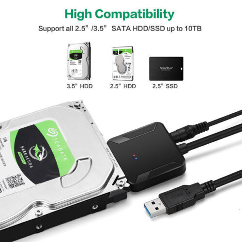 UASP SATA TO USB3.0 Converter Cable Read For 2.5 3.5 inch HDD SSD & 12W Adapter