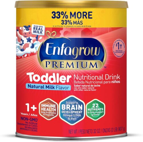 2 x Enfagrow Premium Toddler Natural Milk Flavor Powder  32oz Exp 01/25