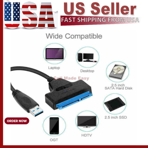 USB 3.0 to 2.5″ SATA III Hard Drive Adapter Cable/UASP -SATA to USB3.0 Converter