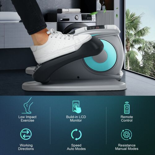 Under Desk Elliptical Machine, Dual Mode Electric Seated Pedal Exerciser w/LCD