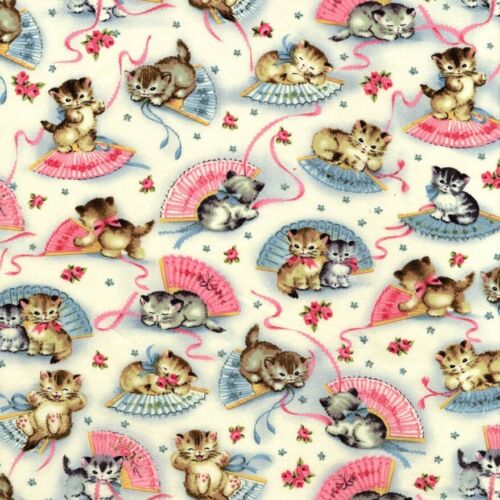 Smitten Kitten Michael Miller  Cotton Fabric Vintage Inspired    By the Yard