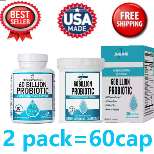 (2 Pack) Probiotic 60 Billion with Prebiotics Immune Function Healthy Digestion