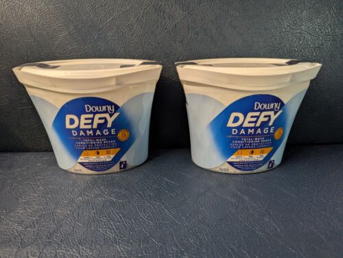 (2) Downey Defy Damage Total Wash Conditioning Beads UNSCENTED 19.5 Oz. each Tub