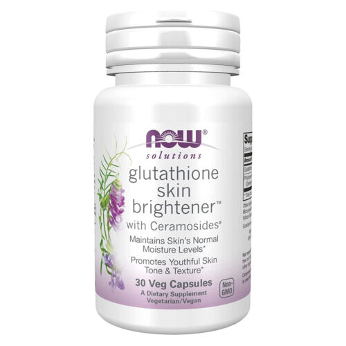 NOW FOODS Glutathione Skin Brightener with Ceramosides 30 Veg Capsules