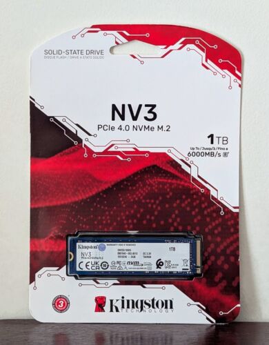 Kingston NV3 M.2 2280 1TB PCIe 4.0 x4 NVMe Internal Solid State Drive (SSD) SNV3