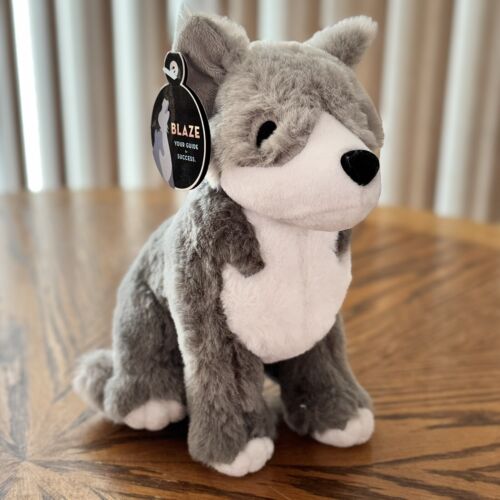 New w/ Tags Salesforce Blaze The Wolf  Sitting Plush Grey White Dog