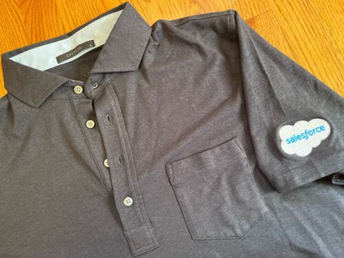 Salesforce Logo GREYSON POLO SHIRT Large Black Pocket Cotton Modal LG SFDC Force