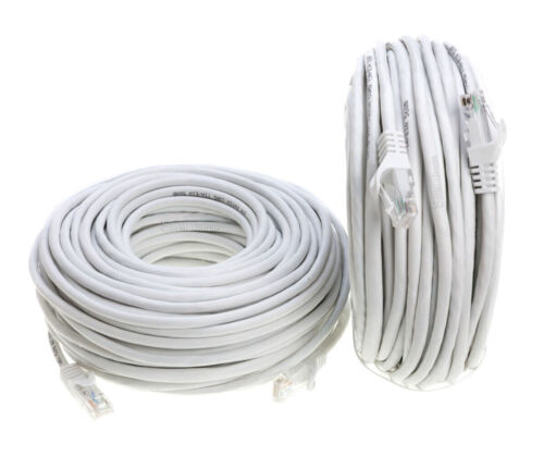 CAT5 Ethernet Patch Cable RJ-45 LAN Internet Cord White 25FT-200FT Multipack LOT