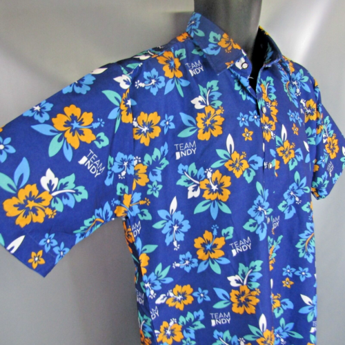 Team Indy Salesforce Hawaiian Shirt Men’s Size M Blue Floral Medium Indiana