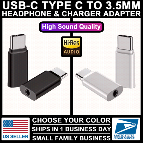 2 PACK USB-C Type-C Adapter Port to 3.5MM Aux Audio Jack Headphone Car Converter