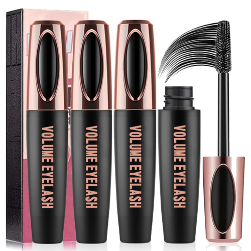 3 Pack 4D Silk Fiber Waterproof Mascara for Thicker, Voluminous Lashes