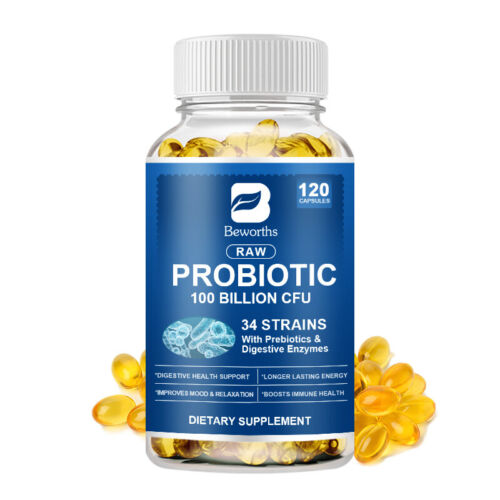 Probiotics Digestive Enzymes 100 Billion CFU Potency Immune Health 120 Capsules