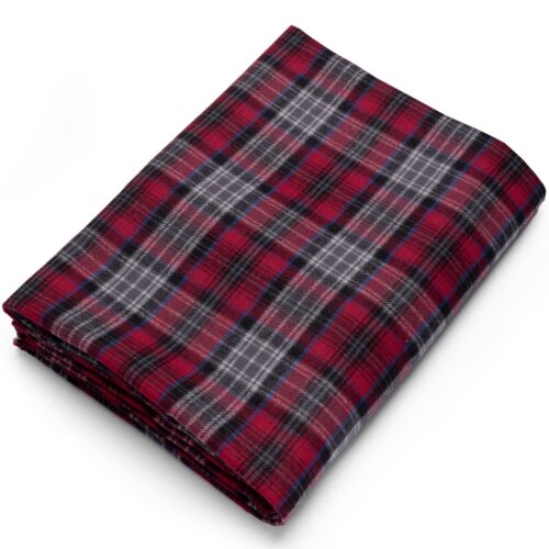 Red & Gray Plaid Cotton Flannel Fabric – 60″ Wide – Sold by the Yard and Bolt