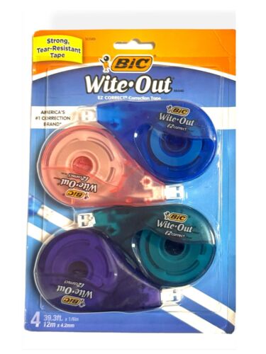 BIC White-Out Brand EZ Correct Correction Tape 4-Count Pack of White