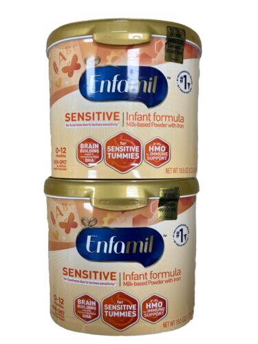 LOT OF 2 Tubs Enfamil NeuroPro Sensitive Infant Formula 19.5oz EXP: 10/2025