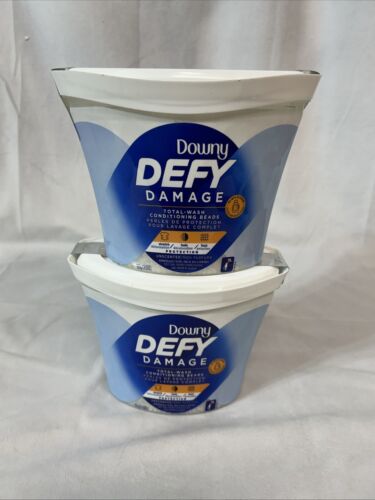 (2) Downey Defy Damage Total Wash Conditioning Beads UNSCENTED 19.5 Oz. each Tub