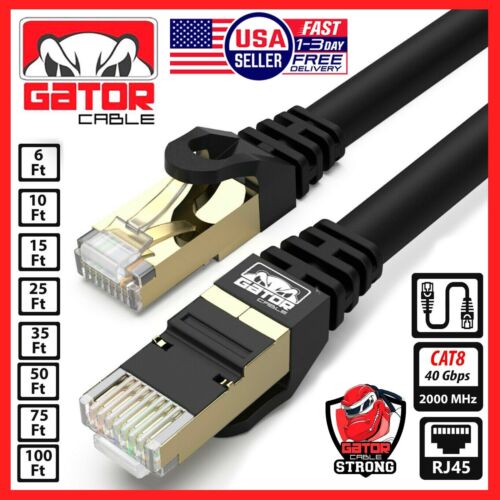 Cat 8 Ethernet RJ45 Cable Super Speed 40Gbps Patch LAN Network Gold Plated Lot