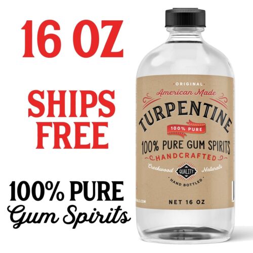 100% Pure Gum Spirits Turpentine MADE IN USA Pine Tree Turps QUICK SHIP 16 Ounce