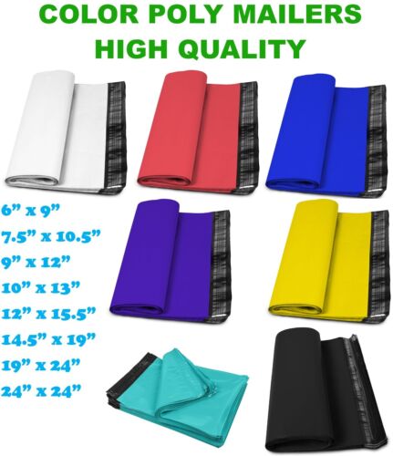 Poly Mailers Colours Shipping Bags 6×9 9×12 10×13 7.5×10.5 12×15.5 14.5×19 19×24