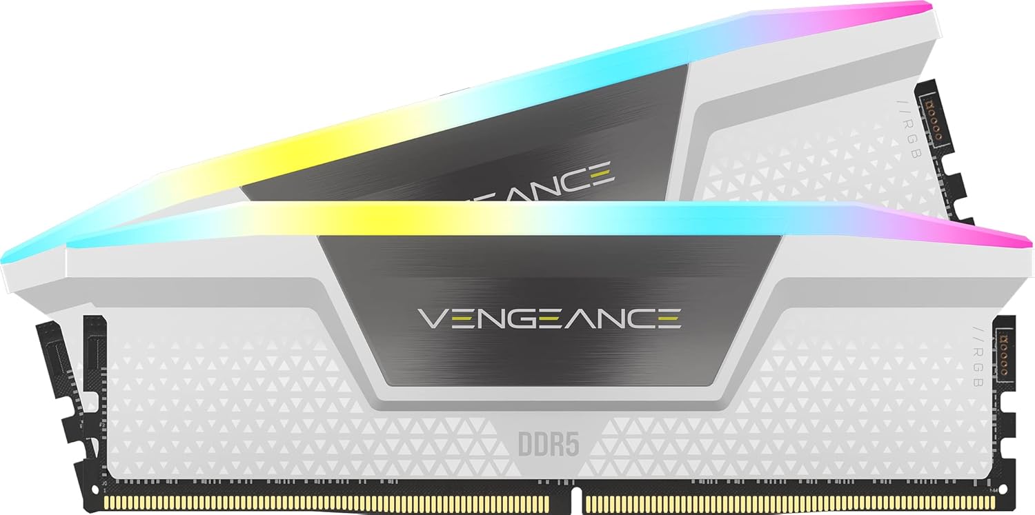 CORSAIR VENGEANCE RGB DDR5 RAM 32GB (2x16GB) 5600MHz CL40 Intel XMP iCUE Compatible Computer Memory – White (CMH32GX5M2B5600C40W)