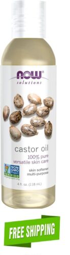 NOW Foods Solutions, Castor Oil, 100% Pure Versatile Skin Care  4-Ounce