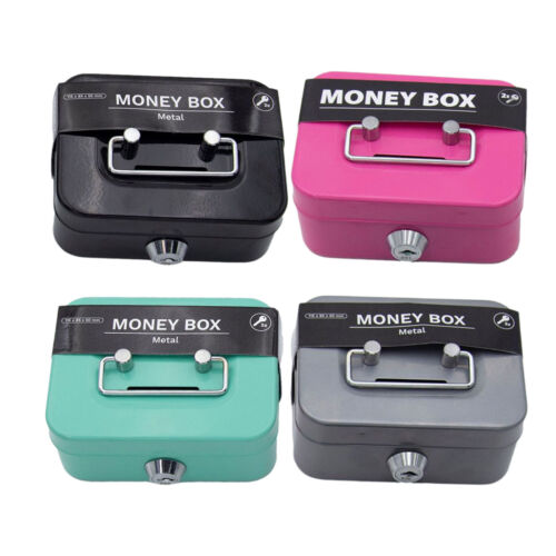 Metal Cash Box Mini Security Lock Box Money Bank for Kids Adults Coin Collection