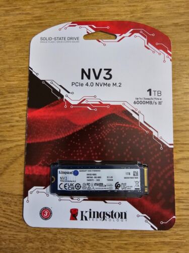 Kingston NV3 M.2 2280 1TB PCIe 4.0 x4 NVMe Internal Solid State Drive (SSD) SNV3