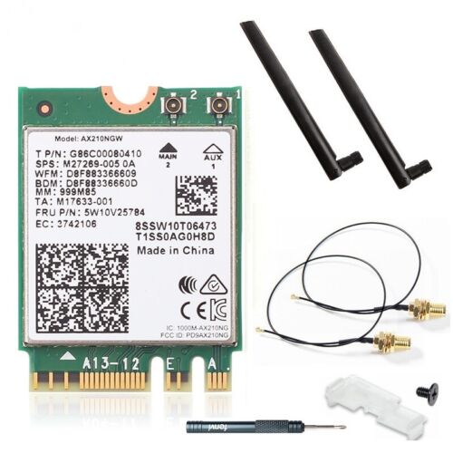 AX210NGW Wifi 6E Wifi Bluetooth Card with Wifi Antenna NGFF M.2 Desktop Kit