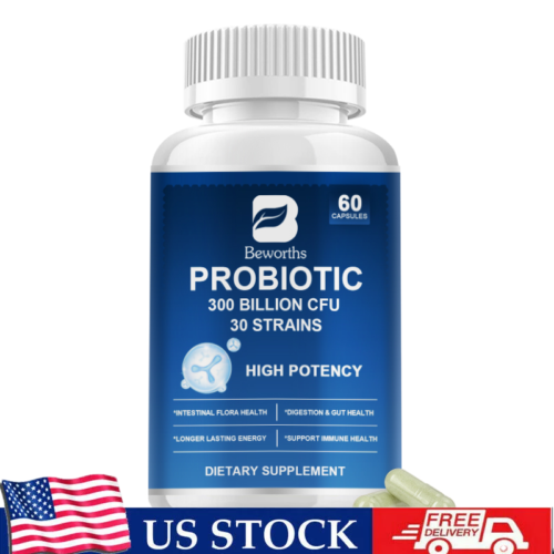 Probiotics Capsules 300 Billion CFU Support Digestive & Gut Health 60pcs