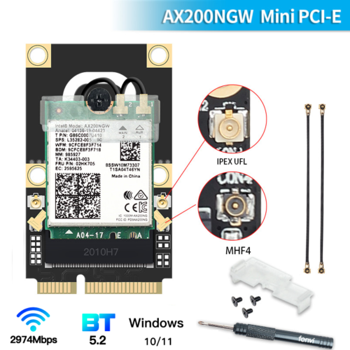 Intel Wifi 6E AX210NGW 802.11ax Mini PCI-E Wifi Bluetooth Adapter PC Converter