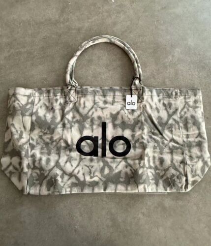 ALO YOGA Gray Tie Dye Large Canvas Tote Bag Gym Travel Carry-on