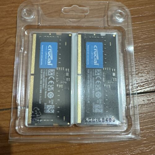 Crucial 16GB (8GBx2) 262-Pins DDR5 4800 SODIMM PC5 38400 Memory Module LOT